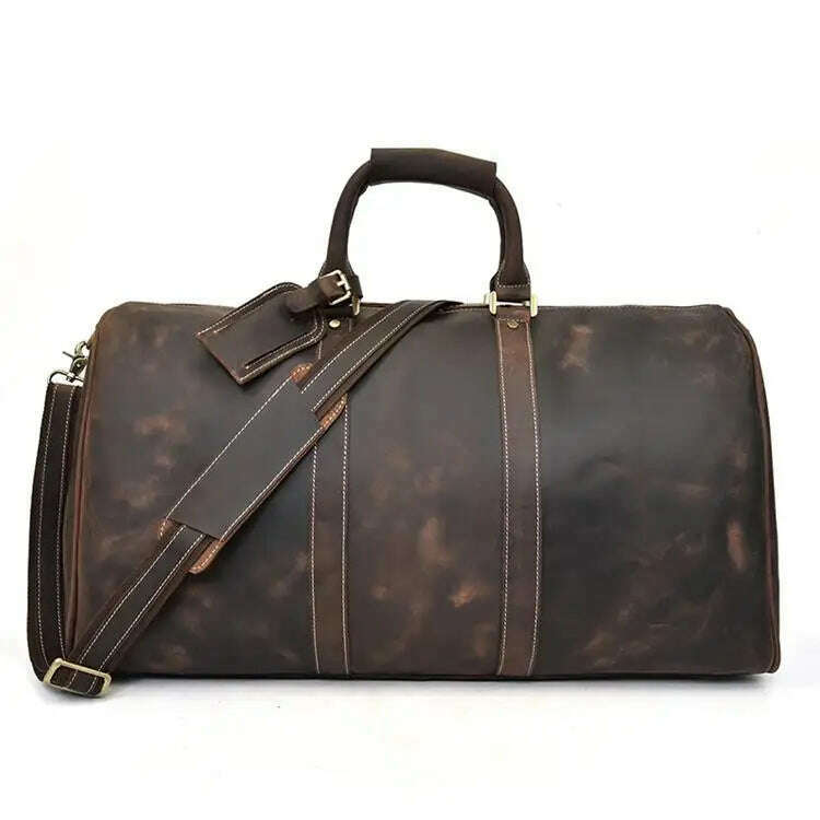 KIMLUD, MAHEU Men Genuine Leather Travel Bag Travel Tote Big Weekend Bag Man Cowskin Duffle Bag Hand Luggage Male Handbags Large 60cm, Dark Brown (60cm) / China, KIMLUD Womens Clothes