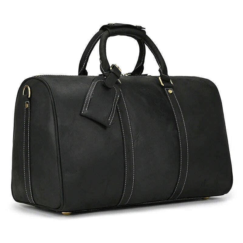 KIMLUD, MAHEU Men Genuine Leather Travel Bag Travel Tote Big Weekend Bag Man Cowskin Duffle Bag Hand Luggage Male Handbags Large 60cm, Black(45cm) / China, KIMLUD Womens Clothes