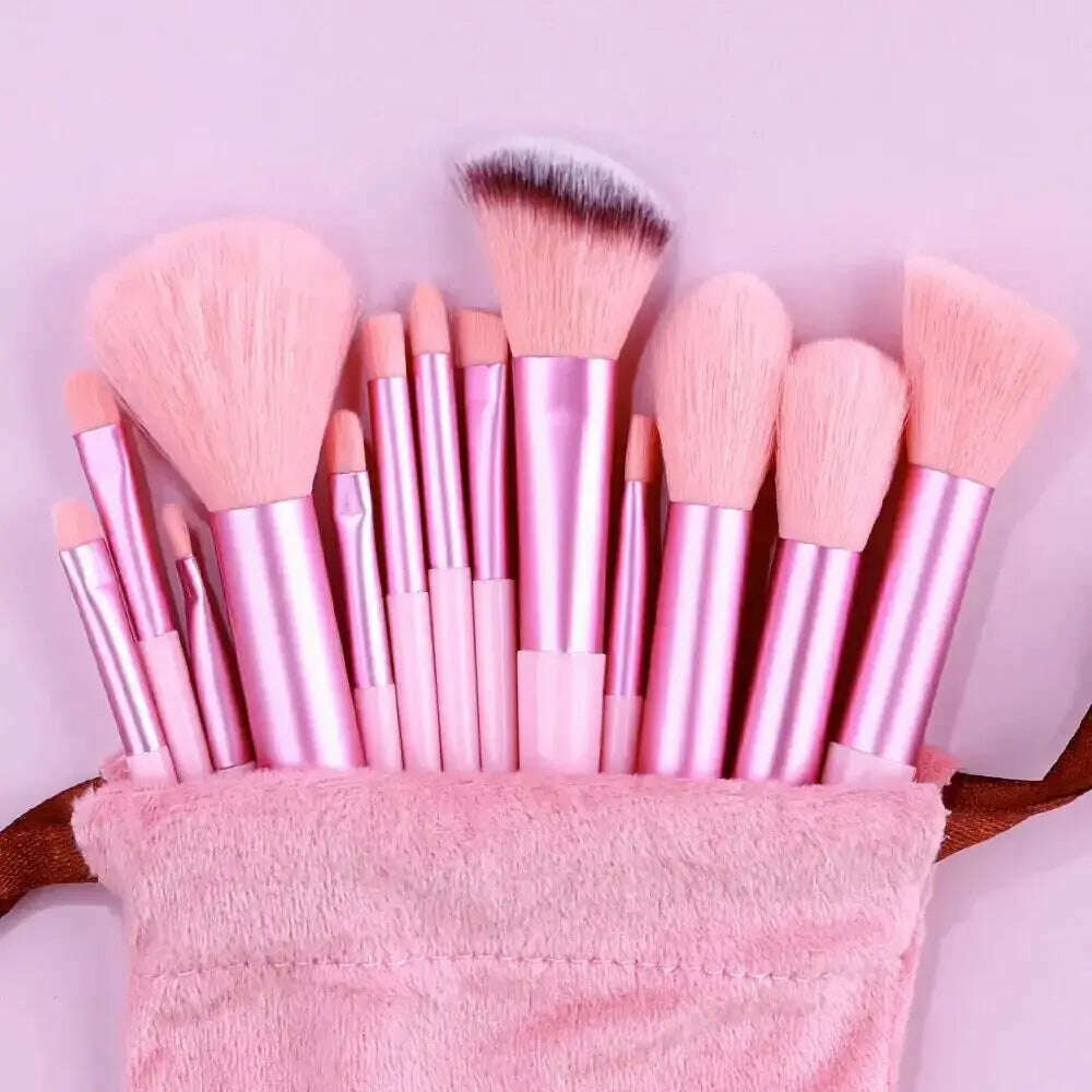 KIMLUD, Makeup Brush Set Soft Fluffy Professiona Cosmetic Foundation Powder Eyeshadow Kabuki Blending Make Up Brush Beauty Tool Makeup, 13pcs pink, KIMLUD Women's Clothes