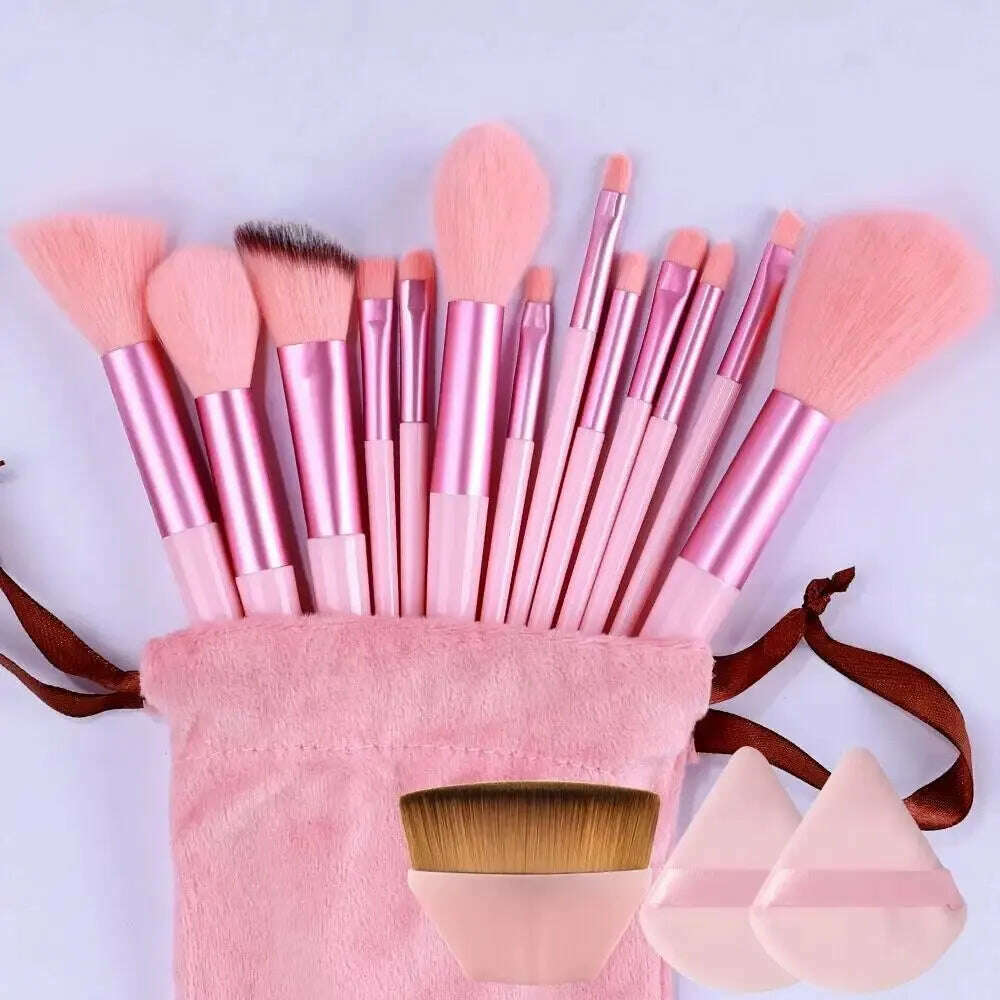 KIMLUD, Makeup Brush Set Soft Fluffy Professiona Cosmetic Foundation Powder Eyeshadow Kabuki Blending Make Up Brush Beauty Tool Makeup, 13pcs pink pp 55, KIMLUD Women's Clothes