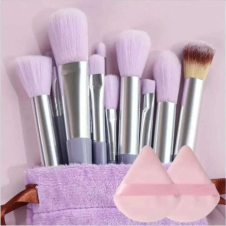 KIMLUD, Makeup Brush Set Soft Fluffy Professiona Cosmetic Foundation Powder Eyeshadow Kabuki Blending Make Up Brush Beauty Tool Makeup, 13pcs Purple pp, KIMLUD Women's Clothes