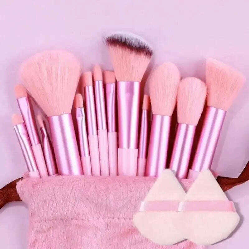 KIMLUD, Makeup Brush Set Soft Fluffy Professiona Cosmetic Foundation Powder Eyeshadow Kabuki Blending Make Up Brush Beauty Tool Makeup, 13pcs pink pp, KIMLUD Women's Clothes