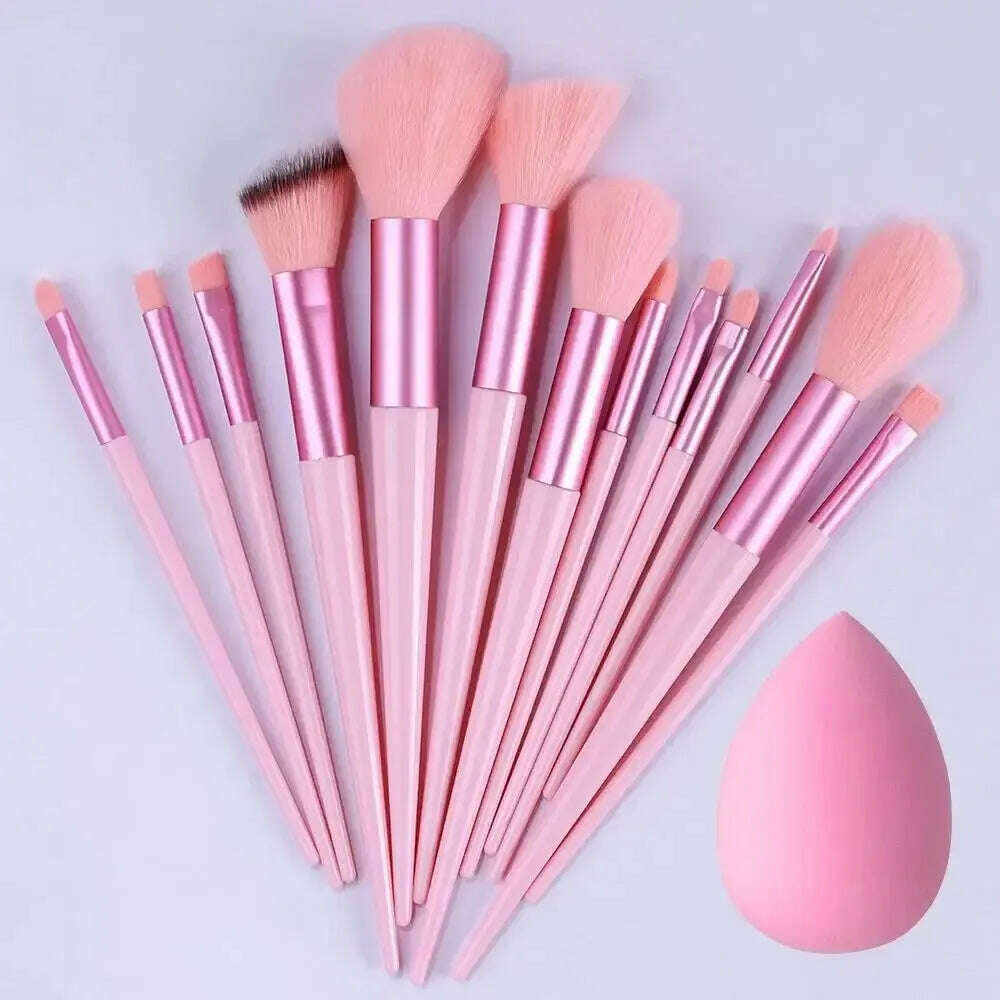 KIMLUD, Makeup Brush Set Soft Fluffy Professiona Cosmetic Foundation Powder Eyeshadow Kabuki Blending Make Up Brush Beauty Tool Makeup, 13pcs pink egg, KIMLUD Women's Clothes