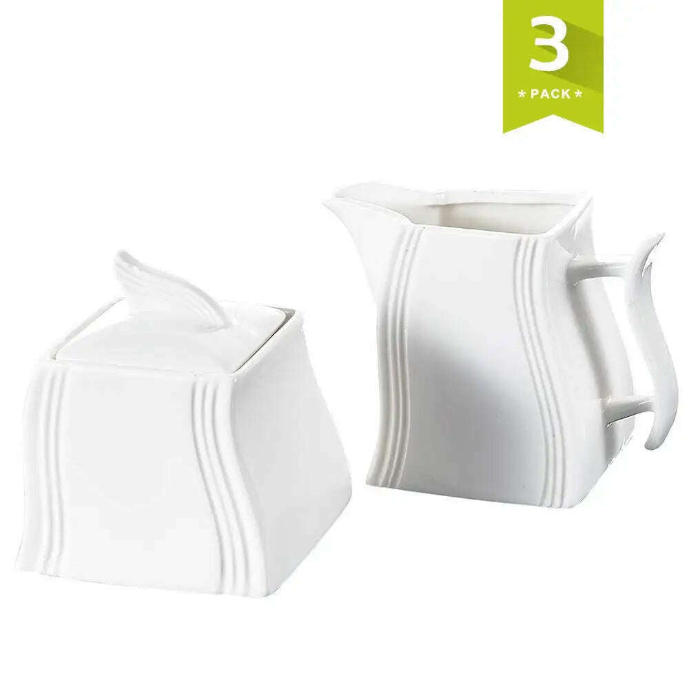 KIMLUD, MALACASA Flora White Porcelain Creamer and Sugar Pot Set for Coffee&Tea 4.75-Inch Milk Pot Jug with Handle  3.5-Inch Sugar Pot, 2pcs / United States, KIMLUD APPAREL - Womens Clothes