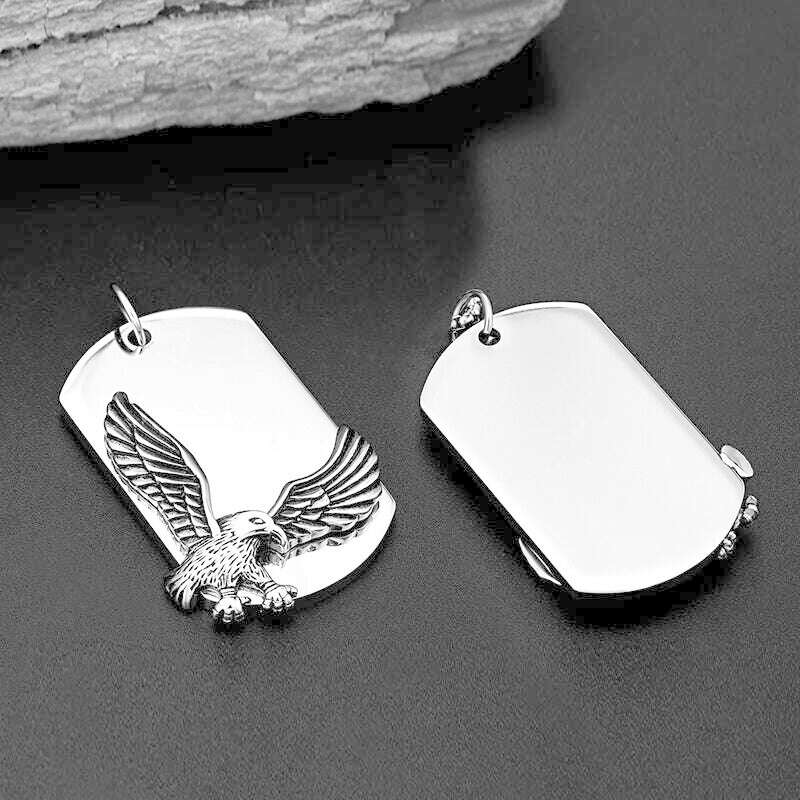 KIMLUD, Male European American Eagle Army Pendant Necklace woman Retro Gothic Necklace Men Stainless Steel Long Tag Punk Accessories Hot, KIMLUD Womens Clothes