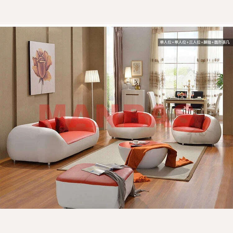 MANBAS Italian Genuine Leather Couch Top Grade Cow Leather Sofas Personality Creativity Living Room Chair Arc Modern Furniture - KIMLUD