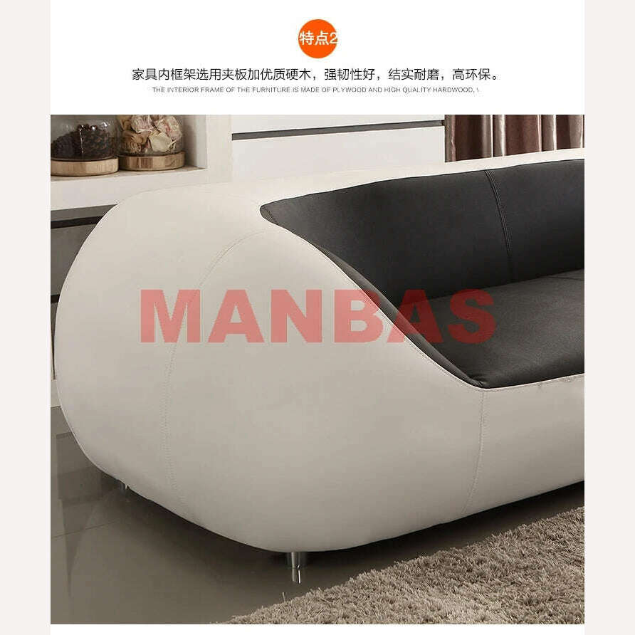 MANBAS Italian Genuine Leather Couch Top Grade Cow Leather Sofas Personality Creativity Living Room Chair Arc Modern Furniture - KIMLUD
