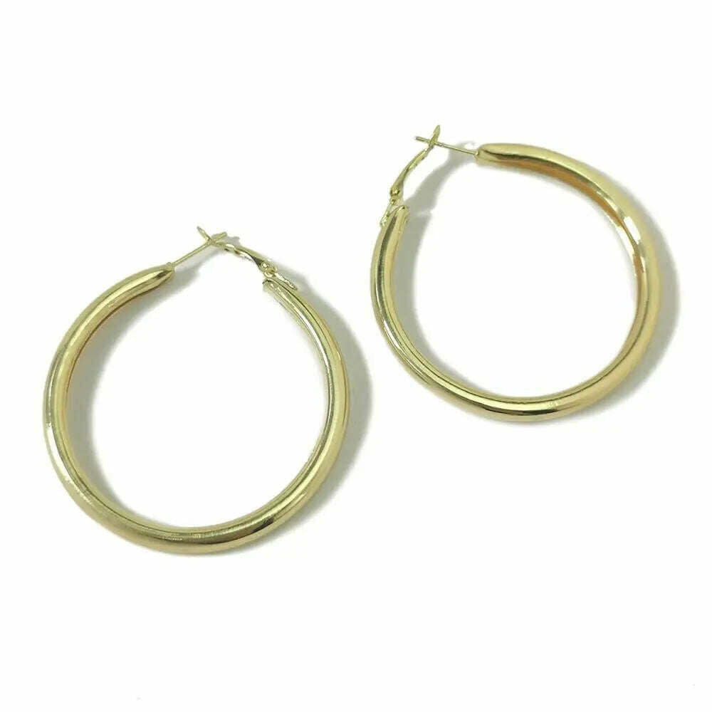 KIMLUD, MANILAI 120mm Oversize Big Hoop Earrings Gold Color Jewelry Fashion Punk Round Metal Pipe Statement Earrings Women Large Earring, Gold Color 5CM, KIMLUD APPAREL - Womens Clothes
