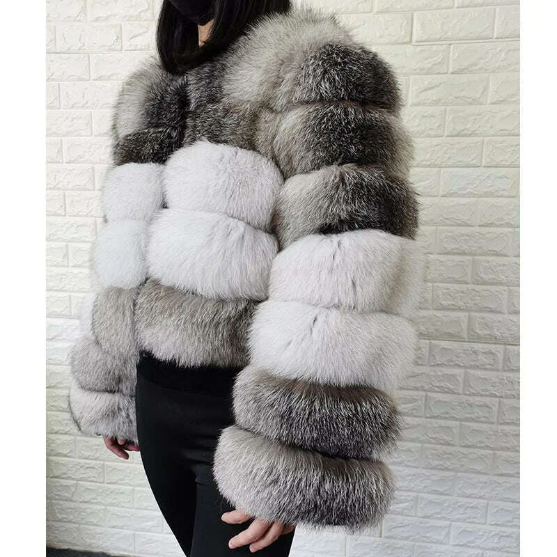 KIMLUD, Maomaokong 2023 Natural Real Fox Fur Coat Women Luxury Leather Fur Jackets Winter Female Clothes Silver fox Furry Vest, sleeves 60 / S, KIMLUD Womens Clothes