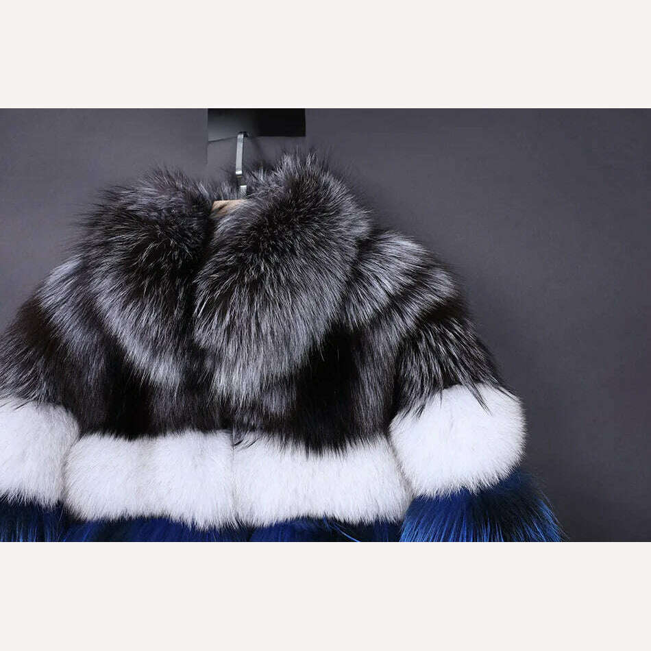 KIMLUD, Maomaokong 2023 Real Fur Coat Winter Women Silver Fox Fur Luxury Warm Thick Furry Fox Fur Coat Long Natural Fur Jackets, KIMLUD Womens Clothes
