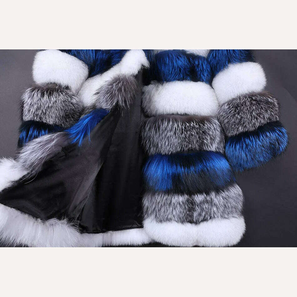 KIMLUD, Maomaokong 2023 Real Fur Coat Winter Women Silver Fox Fur Luxury Warm Thick Furry Fox Fur Coat Long Natural Fur Jackets, KIMLUD Womens Clothes