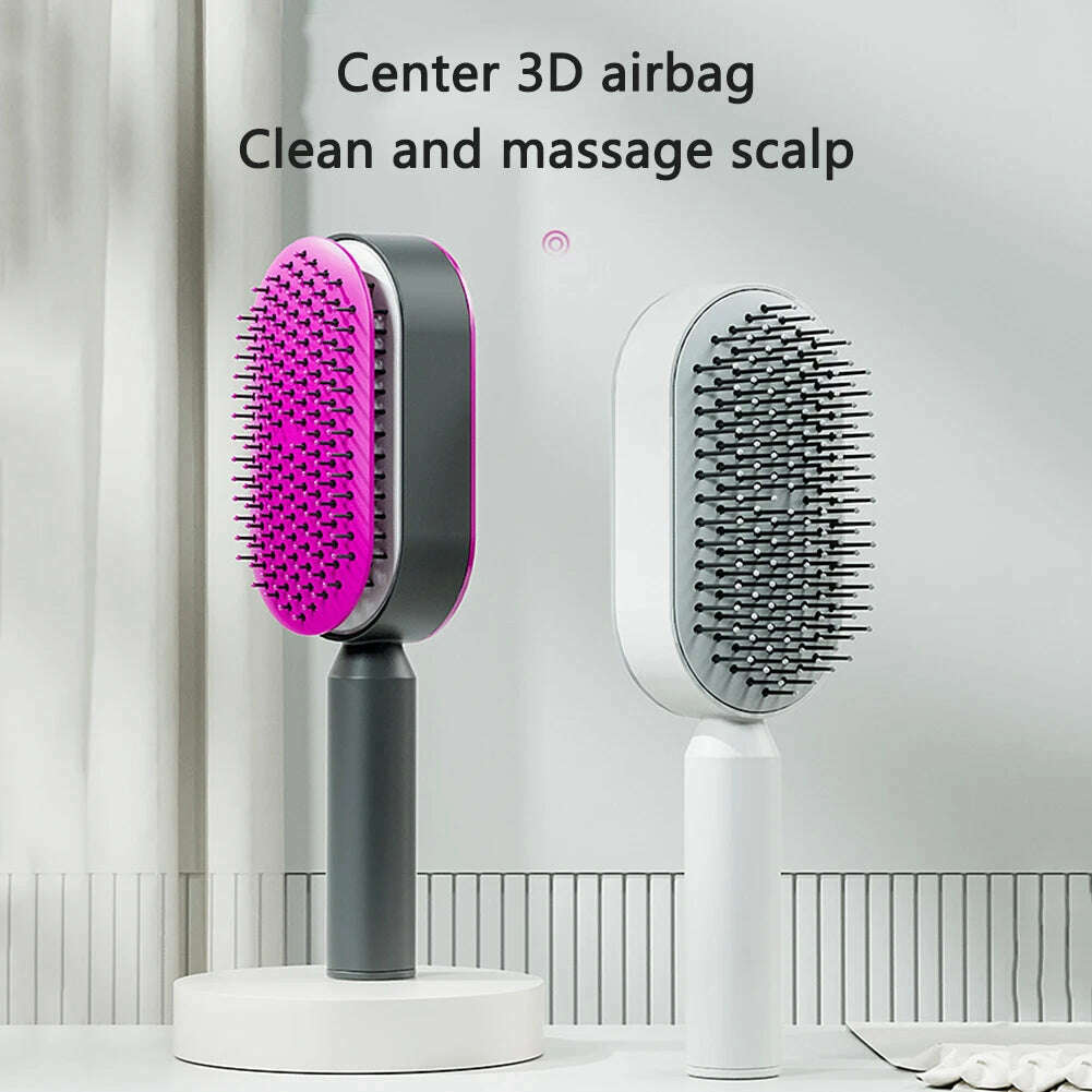 KIMLUD, Massage Comb Hair Brush Air Cushion One-Key Self Cleaning Hair Comb Professional Detangling Scalp Air Bag Combs For Hair, KIMLUD Womens Clothes