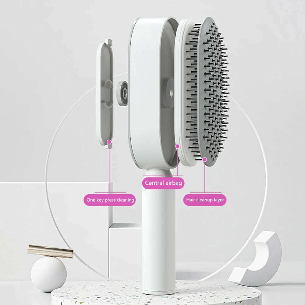 KIMLUD, Massage Comb Hair Brush Air Cushion One-Key Self Cleaning Hair Comb Professional Detangling Scalp Air Bag Combs For Hair, KIMLUD Womens Clothes
