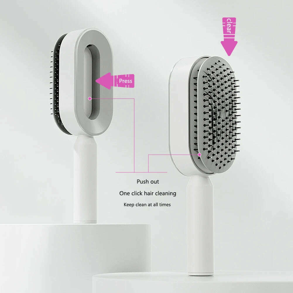 KIMLUD, Massage Comb Hair Brush Air Cushion One-Key Self Cleaning Hair Comb Professional Detangling Scalp Air Bag Combs For Hair, KIMLUD Womens Clothes