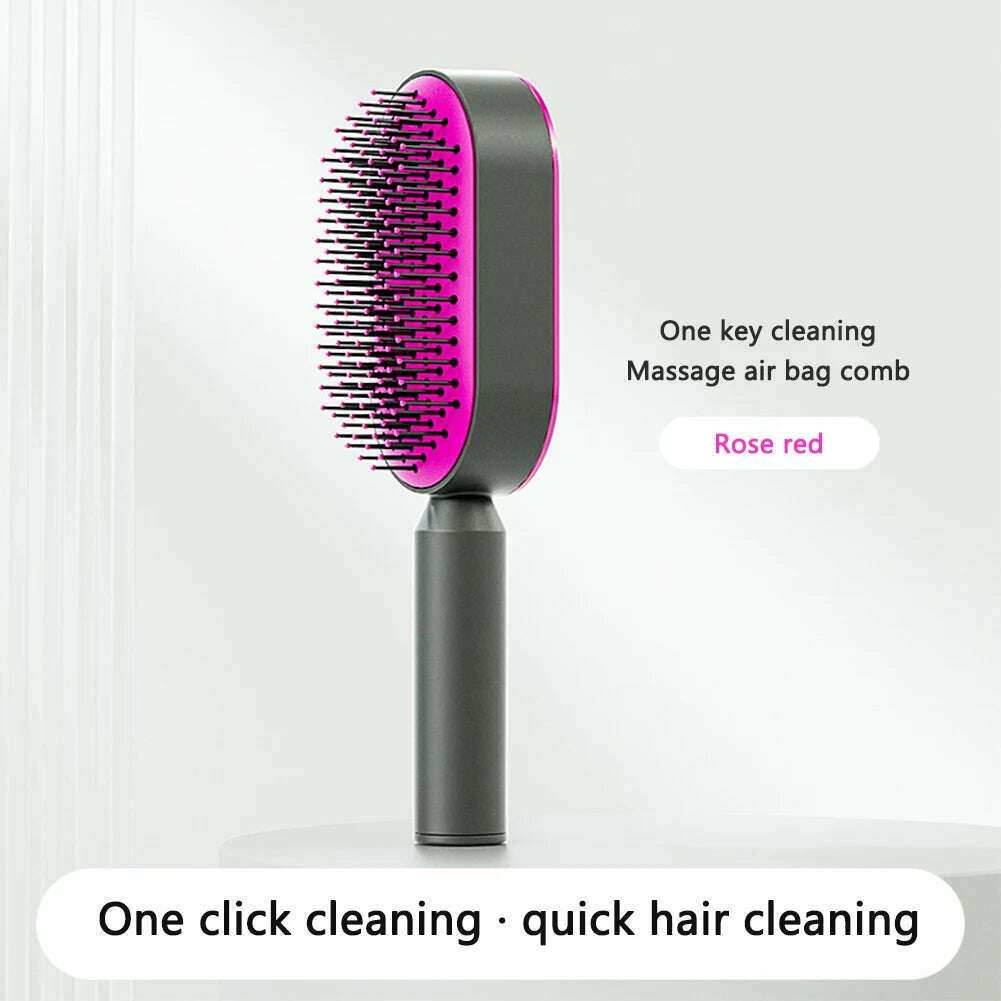 KIMLUD, Massage Comb Hair Brush Air Cushion One-Key Self Cleaning Hair Comb Professional Detangling Scalp Air Bag Combs For Hair, KIMLUD Womens Clothes