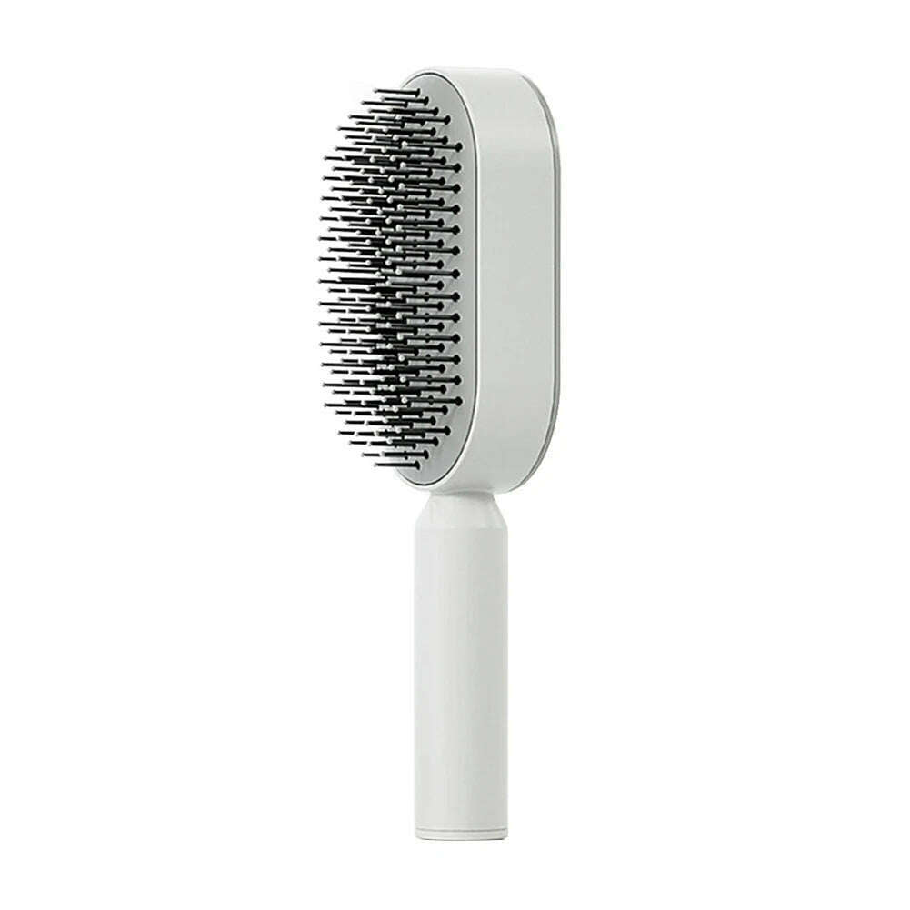 KIMLUD, Massage Comb Hair Brush Air Cushion One-Key Self Cleaning Hair Comb Professional Detangling Scalp Air Bag Combs For Hair, White / CHINA, KIMLUD Womens Clothes