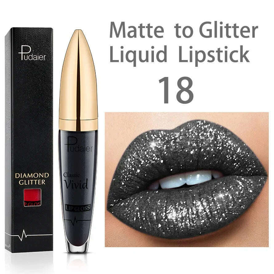 KIMLUD, Matte Glitter Liquid Lipsticks Diamond Shiny Lip Gloss Waterproof Long Lasting Pearl Lipgloss Women Lip Tint Makeup Maquillaje, 15, KIMLUD Women's Clothes