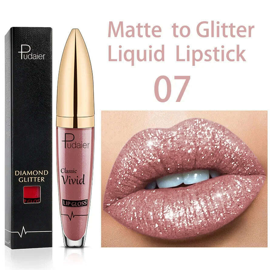 KIMLUD, Matte Glitter Liquid Lipsticks Diamond Shiny Lip Gloss Waterproof Long Lasting Pearl Lipgloss Women Lip Tint Makeup Maquillaje, 05, KIMLUD Womens Clothes