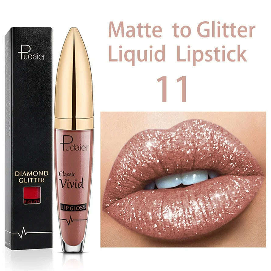 KIMLUD, Matte Glitter Liquid Lipsticks Diamond Shiny Lip Gloss Waterproof Long Lasting Pearl Lipgloss Women Lip Tint Makeup Maquillaje, 09, KIMLUD Women's Clothes