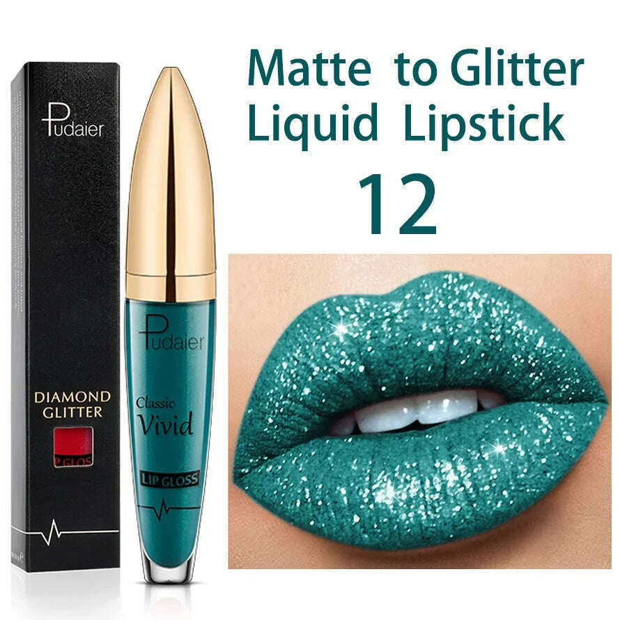 KIMLUD, Matte Glitter Liquid Lipsticks Diamond Shiny Lip Gloss Waterproof Long Lasting Pearl Lipgloss Women Lip Tint Makeup Maquillaje, 10, KIMLUD Women's Clothes
