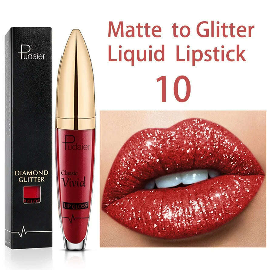KIMLUD, Matte Glitter Liquid Lipsticks Diamond Shiny Lip Gloss Waterproof Long Lasting Pearl Lipgloss Women Lip Tint Makeup Maquillaje, 08, KIMLUD Women's Clothes