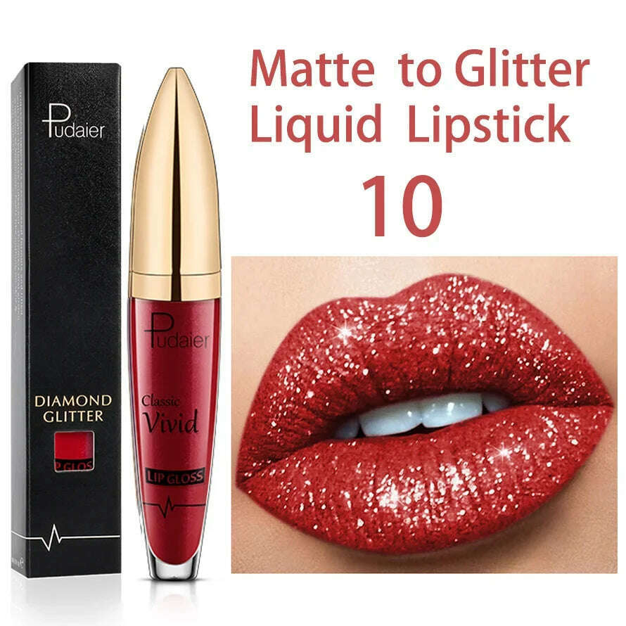 KIMLUD, Matte Glitter Liquid Lipsticks Diamond Shiny Lip Gloss Waterproof Long Lasting Pearl Lipgloss Women Lip Tint Makeup Maquillaje, 08, KIMLUD Womens Clothes