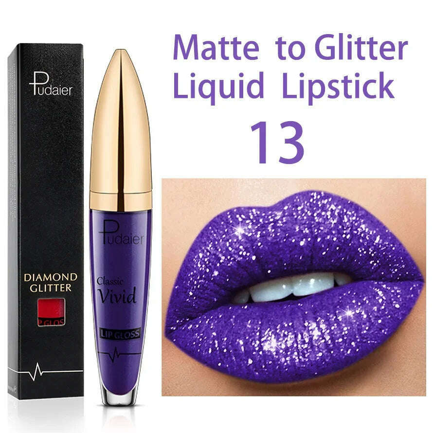 KIMLUD, Matte Glitter Liquid Lipsticks Diamond Shiny Lip Gloss Waterproof Long Lasting Pearl Lipgloss Women Lip Tint Makeup Maquillaje, 11, KIMLUD Women's Clothes
