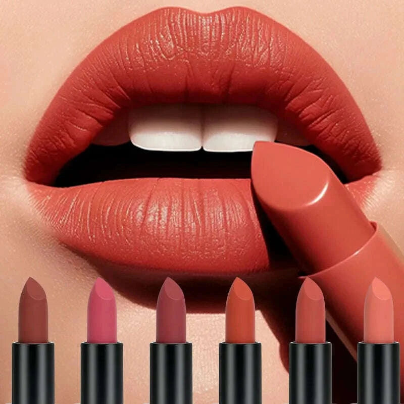 Matte Velvet Lip Gloss 6 Color Lipstick Smooth Easy To Color and Lasting  Waterproof Non Stick Cup Sexy Lipstick Holiday Gift