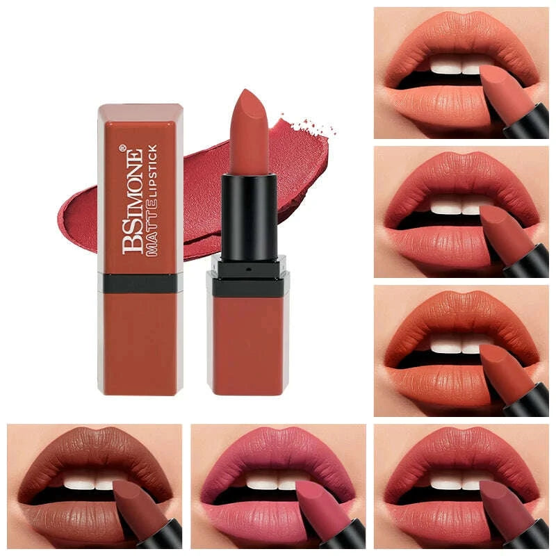 Matte Velvet Lip Gloss 6 Color Lipstick Smooth Easy To Color and Lasting  Waterproof Non Stick Cup Sexy Lipstick Holiday Gift