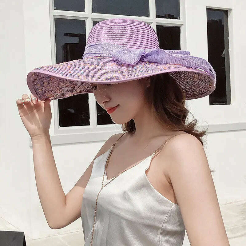 KIMLUD, MAXSITI U Summer Straw Hats Bowknot Steamer Breathable Sun Hat Women Holiday Beach Hat Sun Protection Cap Visor Hat sombreros, KIMLUD Womens Clothes