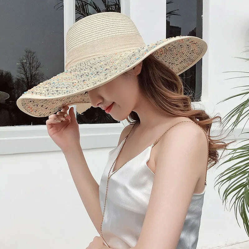 KIMLUD, MAXSITI U Summer Straw Hats Bowknot Steamer Breathable Sun Hat Women Holiday Beach Hat Sun Protection Cap Visor Hat sombreros, 1-beige, KIMLUD Womens Clothes