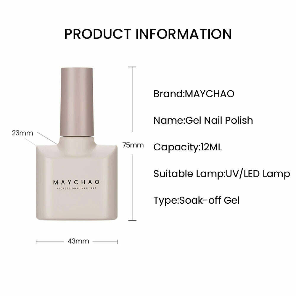 KIMLUD, MAYCHAO 12ml Jelly Gel Nail Polish Semi Permanent Top Coat Soak Off UV LED Gel Art Nail Varnish Manicure Long Lasting Nail Gel, KIMLUD Women's Clothes