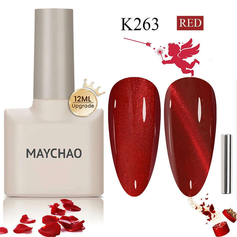MAYCHAO 7ml Cat Eye Gel Nail Polish Shiny Magnetic Gel Semi Permanent Soak Off UV Gel Glitter Manicure For Nail Art Gel Varnish - KIMLUD