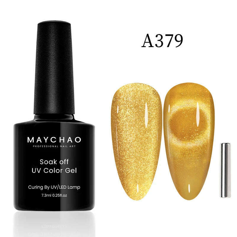 KIMLUD, MAYCHAO 7ml Cat Eye Gel Nail Polish Shiny Magnetic Gel Semi Permanent Soak Off UV Gel Glitter Manicure For Nail Art Gel Varnish, 7.3ml  A379, KIMLUD Womens Clothes