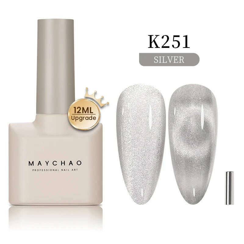 KIMLUD, MAYCHAO 7ml Cat Eye Gel Nail Polish Shiny Magnetic Gel Semi Permanent Soak Off UV Gel Glitter Manicure For Nail Art Gel Varnish, 12ML K251, KIMLUD Womens Clothes