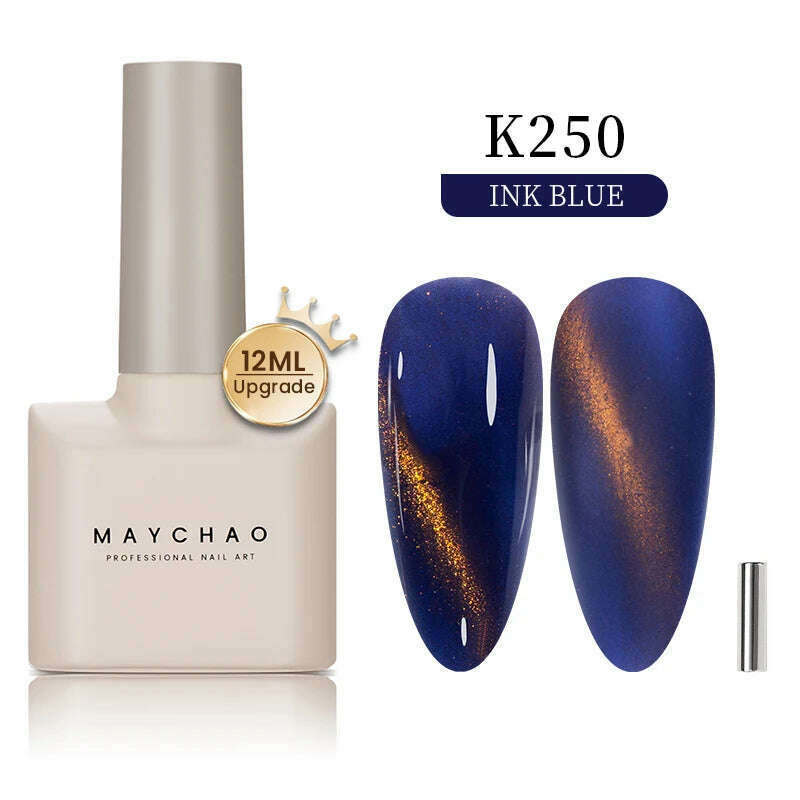 KIMLUD, MAYCHAO 7ml Cat Eye Gel Nail Polish Shiny Magnetic Gel Semi Permanent Soak Off UV Gel Glitter Manicure For Nail Art Gel Varnish, 12ML K250, KIMLUD Womens Clothes