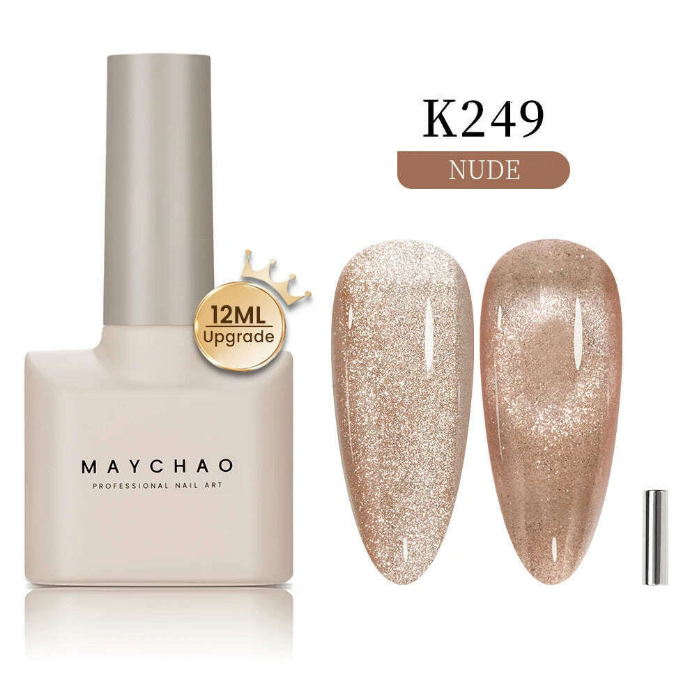 MAYCHAO 7ml Cat Eye Gel Nail Polish Shiny Magnetic Gel Semi Permanent Soak Off UV Gel Glitter Manicure For Nail Art Gel Varnish - KIMLUD
