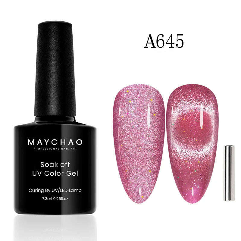 KIMLUD, MAYCHAO 7ml Cat Eye Gel Nail Polish Shiny Magnetic Gel Semi Permanent Soak Off UV Gel Glitter Manicure For Nail Art Gel Varnish, 7.3ml  A645, KIMLUD Womens Clothes