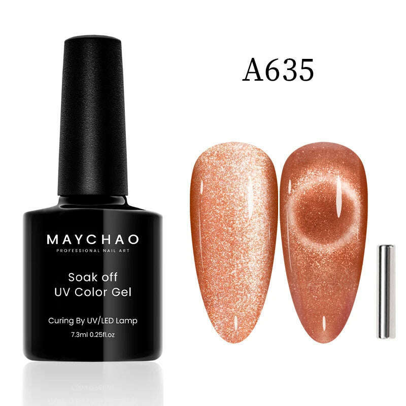 MAYCHAO 7ml Cat Eye Gel Nail Polish Shiny Magnetic Gel Semi Permanent Soak Off UV Gel Glitter Manicure For Nail Art Gel Varnish - KIMLUD