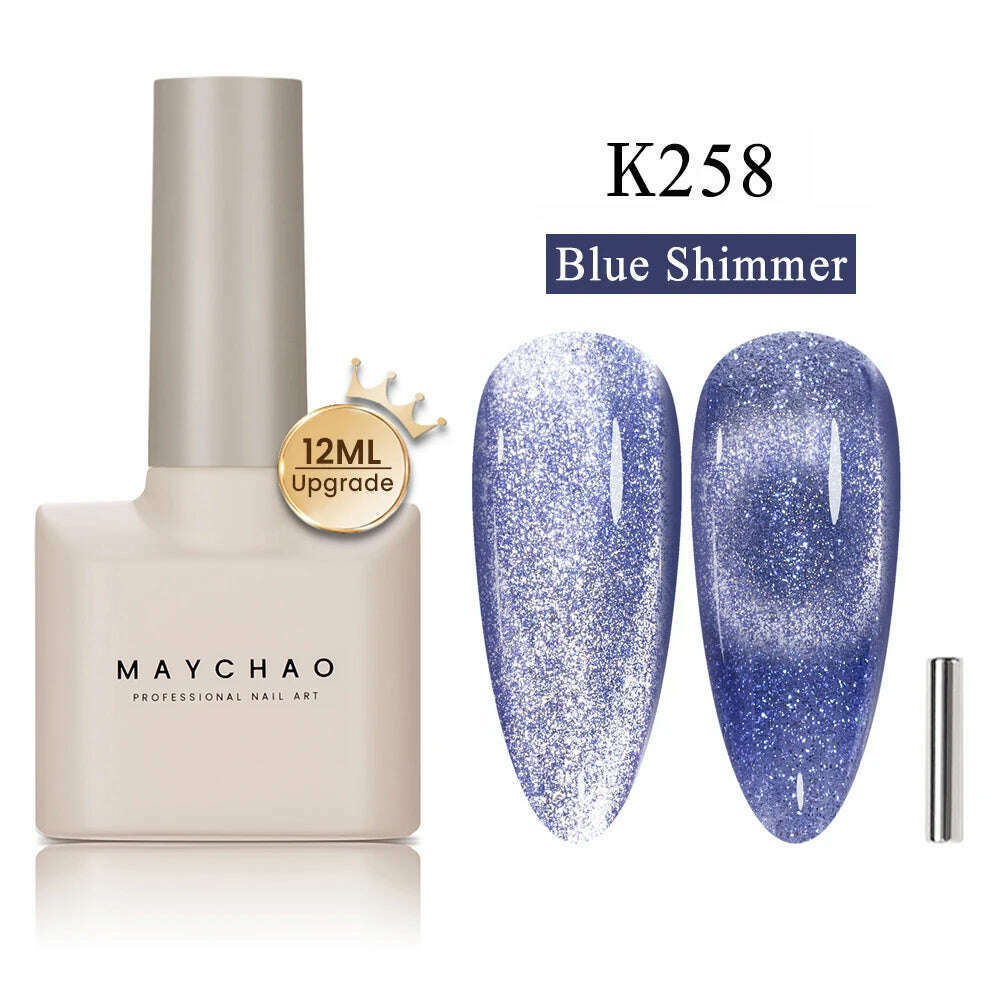 KIMLUD, MAYCHAO 7ml Cat Eye Gel Nail Polish Shiny Magnetic Gel Semi Permanent Soak Off UV Gel Glitter Manicure For Nail Art Gel Varnish, K259, KIMLUD Womens Clothes