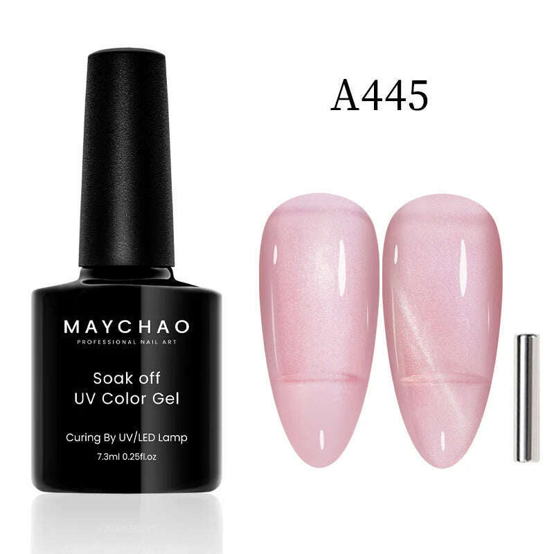 KIMLUD, MAYCHAO 7ml Cat Eye Gel Nail Polish Shiny Magnetic Gel Semi Permanent Soak Off UV Gel Glitter Manicure For Nail Art Gel Varnish, A445, KIMLUD Womens Clothes