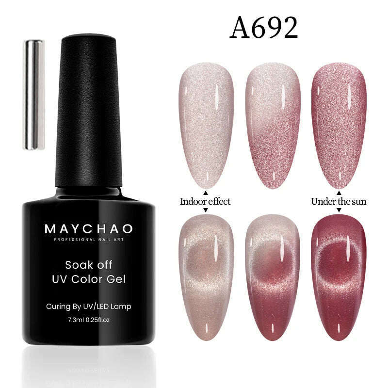 MAYCHAO 7ml Cat Eye Gel Nail Polish Shiny Magnetic Gel Semi Permanent Soak Off UV Gel Glitter Manicure For Nail Art Gel Varnish - KIMLUD