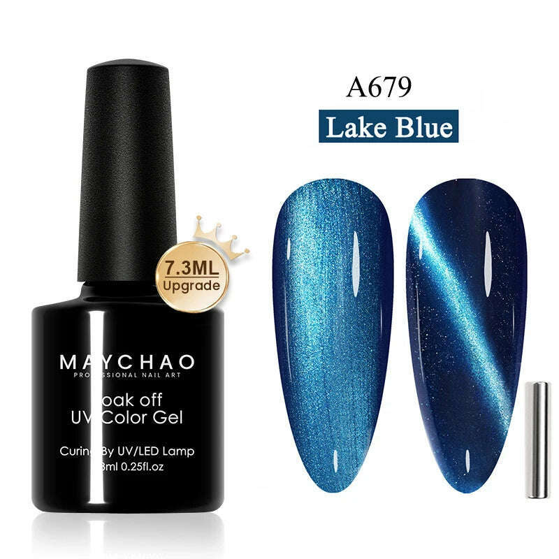 MAYCHAO 7ml Cat Eye Gel Nail Polish Shiny Magnetic Gel Semi Permanent Soak Off UV Gel Glitter Manicure For Nail Art Gel Varnish - KIMLUD