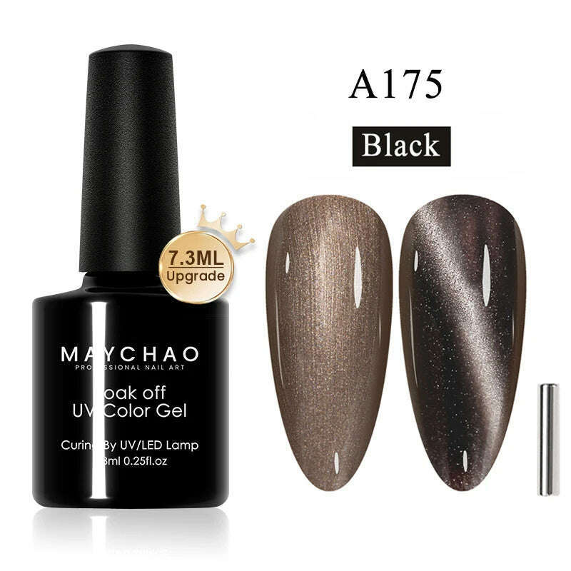 MAYCHAO 7ml Cat Eye Gel Nail Polish Shiny Magnetic Gel Semi Permanent Soak Off UV Gel Glitter Manicure For Nail Art Gel Varnish - KIMLUD