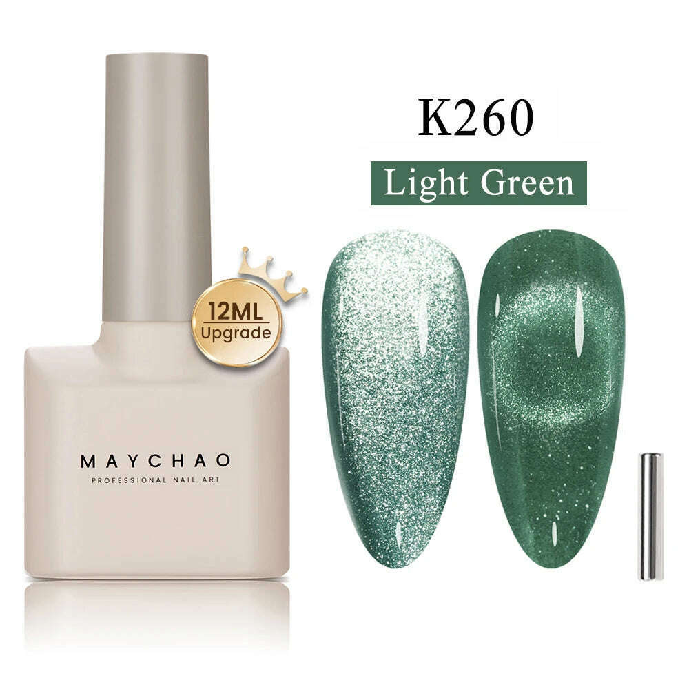 KIMLUD, MAYCHAO 7ml Cat Eye Gel Nail Polish Shiny Magnetic Gel Semi Permanent Soak Off UV Gel Glitter Manicure For Nail Art Gel Varnish, K260, KIMLUD Womens Clothes