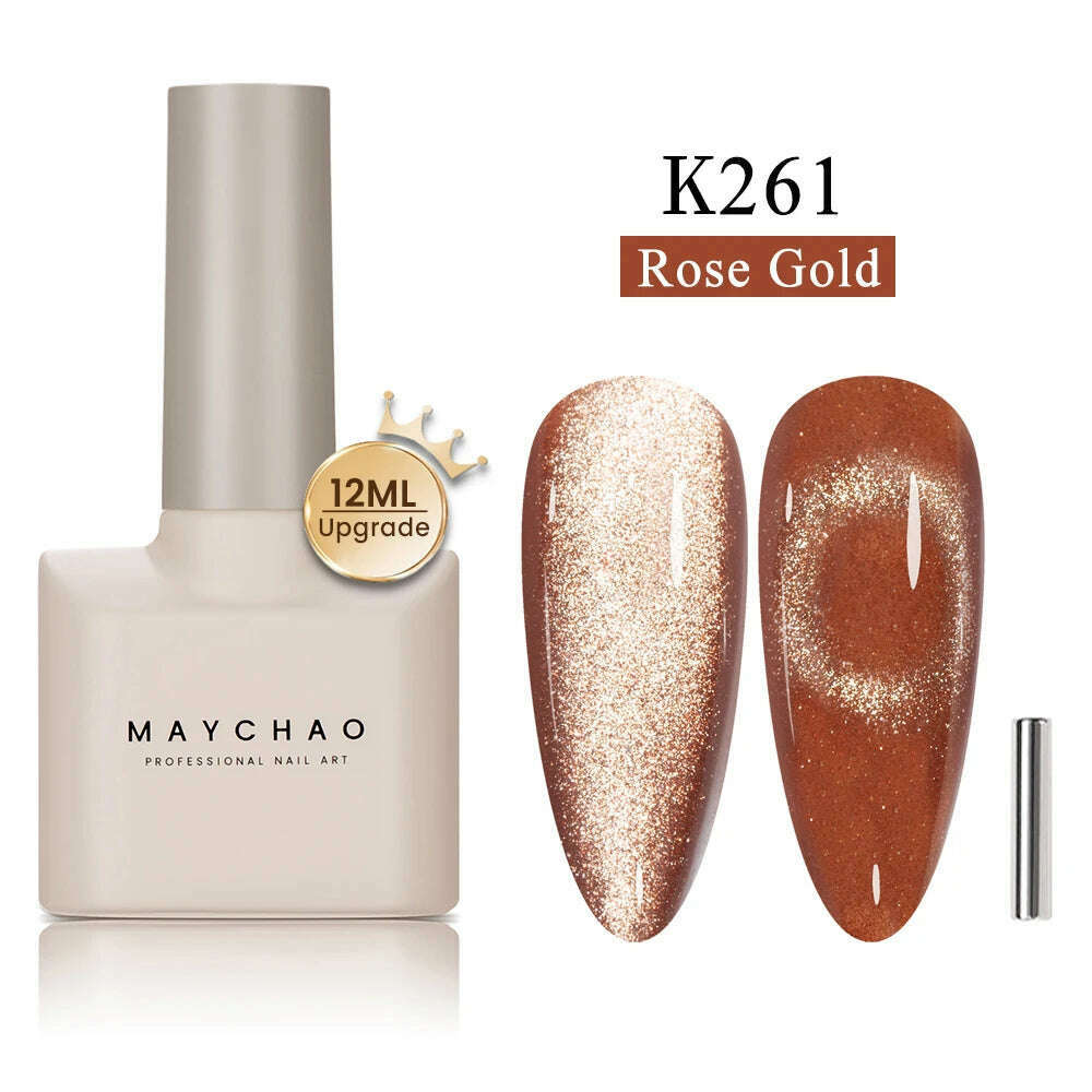 KIMLUD, MAYCHAO 7ml Cat Eye Gel Nail Polish Shiny Magnetic Gel Semi Permanent Soak Off UV Gel Glitter Manicure For Nail Art Gel Varnish, K261, KIMLUD Womens Clothes