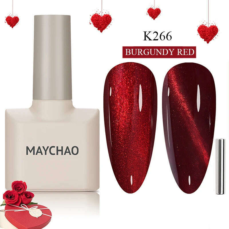 MAYCHAO 7ml Cat Eye Gel Nail Polish Shiny Magnetic Gel Semi Permanent Soak Off UV Gel Glitter Manicure For Nail Art Gel Varnish - KIMLUD