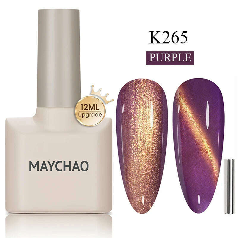 MAYCHAO 7ml Cat Eye Gel Nail Polish Shiny Magnetic Gel Semi Permanent Soak Off UV Gel Glitter Manicure For Nail Art Gel Varnish - KIMLUD