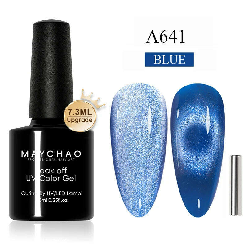 MAYCHAO 7ml Cat Eye Gel Nail Polish Shiny Magnetic Gel Semi Permanent Soak Off UV Gel Glitter Manicure For Nail Art Gel Varnish - KIMLUD