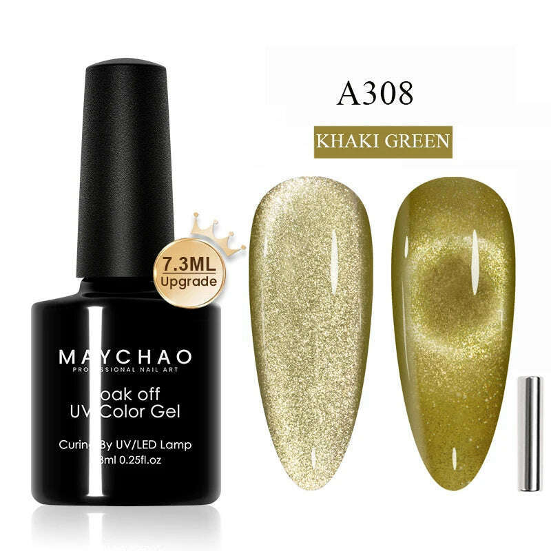 MAYCHAO 7ml Cat Eye Gel Nail Polish Shiny Magnetic Gel Semi Permanent Soak Off UV Gel Glitter Manicure For Nail Art Gel Varnish - KIMLUD